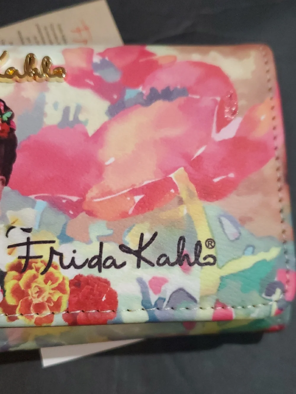 Frida Khalo beautiful pink rose watercolor floral long wallet brand‎ new